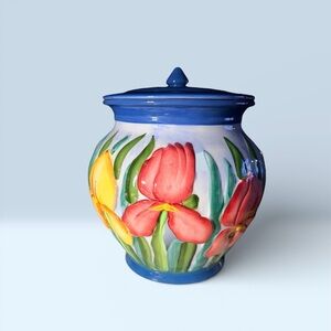 Vintage ceramic canister, originally produced as a cookie jar for Nonni's Biscot